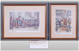 Margaret Clarkson Pencil Signed Limited Edition Pair Of Coloured Prints. One titled Co-op days,
