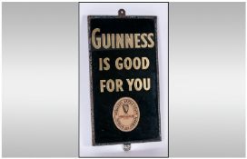 A Vintage Guinness Is Good For you, Etched and Gilded Glass Sign, Encased In a Metal Outdoor Frame