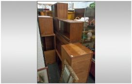 A Stacking G Plan Type Glazed Sectional Teak Bookcase. with sliding doors. Plus other similar