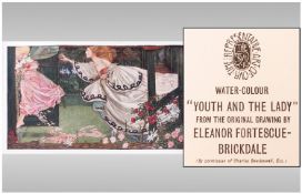 Eleanor Fortescue, Brickdale 1871-1945, Youth & The Lady, antique print in folder from The Studio