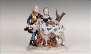 Unter Weiss Bach Fine Hand Painted Porcelain Group Figure. Circa 1910. Marked to base. Excellent