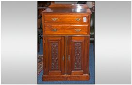 Early 20th Century Mahogany Adapted Tallboy/Chest, Two Draws Above Storage Unit With Carved Doors.