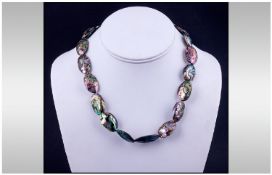 Paua Shell Necklace With Silver Clasp. Length 16 inches.