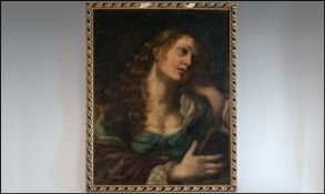 An Italian 17th Century Fine Quality Oil Painting on Canvas Of Mary Magdalene in the act of