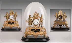 Louis Boname French Figural Ormolu Mantle Clock, 8 day striking on a bell with outside count