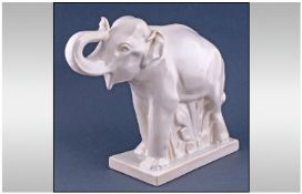 Wedgwood Early 20th Century Large Elephant Figure, in white gloss, printed unicorn mark for 1908