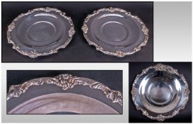 Reed and  Barton King Francis Pattern Pair of Fine and Large Silver Plated Circular Trays c 1940'