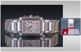 Cartier Tank Francaise Gents Stainless Steel Chronoflex Automatic Wristwatch. Model number 2303.