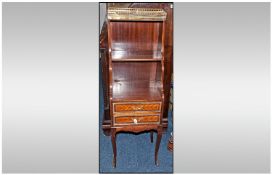 A French Kingwood and Mahogany Ormolu Mounted Side Cabinet/Book Shelf. With shaped stepped sides