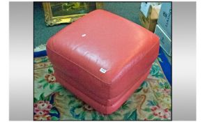 Modern Contemporary Pink Leather Pouffe.