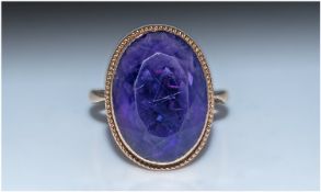 Regency Style Ladies 9ct Gold Set Large Single Stone Amethyst Ring. The faceted amethyst of good