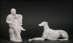 Vienna Porcelain Greyhound Figure, 10.5" in length, 5.25" in height. Plus a Spode figure by