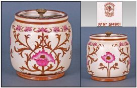 Macintyre Art Nouveau Tobacco Jar, with humidor cover, the whole decorated with stylised deep pink
