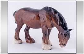 Beswick Grazing Shire Horse, Brown Gloss 1946-1970 Designer Arthur Gredington, 5.5 inches in
