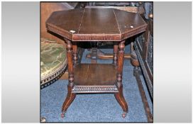 Edwardian Oak Octagonal Top Centre Table on reeded fluted supports, terminating on shaped feet