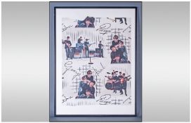 The Beatles Original Wallpaper Section. 1960's. Framed and glazed.