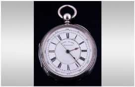 Victorian Large Silver Chronograph Open Faced Pocket Watch. Hallmark Chester 1897. Good condition,