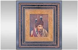 Framed Watercolour, Portrait of a young native girl in traditional drtess, signed lower left Helen