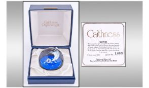 Caithness Limited Edition Glass Paperweight. "Comet" Designer Colin Terris. Number 1889. Boxed and