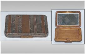 Art Deco Stratton Compact, rectangular form, engine turned hinged case, gilt interior and integral