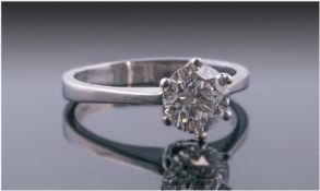 Platinum Diamond Solitaire, Set With Round Modern Brilliant Cut Diamond In Claw Setting. Estimated