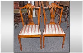 Pair of Reproduction Beech Stained Chairs in the Sheraton Style with a wheat sheaf back, on square