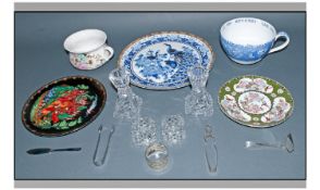 Small Collection of Glass, Ceramics and Plated Ware including napkin rings, candle stick holders,