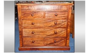 Large Victorian Mahogany Chest Of Draws, With Hidden Frieze Draw Above Two Short And Three Long