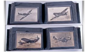 Postcard Album Collection Of 100 Early To Mid 20th Century Military Aircraft, Real Photos, All