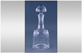 French Cognac Crystal Top Quality Decanter, Etched with Script to Underside Reads, Cognac Monnet,