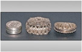 A Collection Of Fine Silver Openwork And Pierced 19th Century Small Lidded Boxes. 3 in total. All