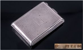 Silver Engine Turned Match Book Holder, Hinged Front, Fully Hallmarked. 36.3 grams.