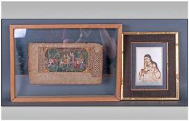 Indian Painting on Ivory depicting an Indian Lady, Mughal School. Together with a Single Indian