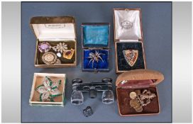 Small Collection Of Costume Jewellery. Comprising early 20th century gilt metal bug brooch set
