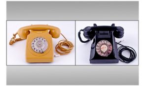 Two Vintage Telephones, both rotary dial. Comprising one gold coloured c1970s, looks to be in