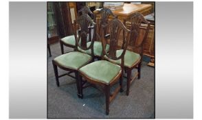 Set Of 5 Victorian Sheraton Revival Mahogany Shield Back Chairs. Consisting of four standard