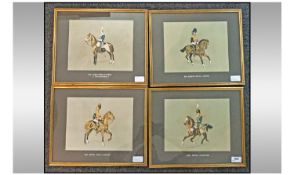 Military Interest. Four framed military interest prints titled "18th Royal Hussars" "6th Queens