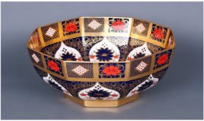 Royal Crown Derby Large Old Imari Octagonal Shaped Footed Bowl. Pattern number 1128. Date 1997.