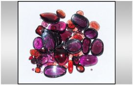 Collection Of Assorted Loose Garnet Gem Stones. Estimated 100 cts. Various Shapes And Sizes.