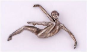 Painted White Metal Silver Effect Figure Of A Dancing Lady. A/F condition.