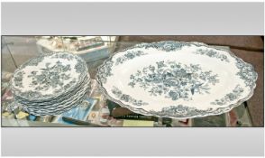 Royal Crown Ducal Bristol 1950's 14 Piece Set comprising 13 fruit plates, 7 inches in diameter and