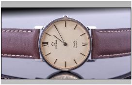 Gents Eterna Quartz Wristwatch, 32mm Stainless Steel Case. Numbered 717 6106 41. Leather Strap.