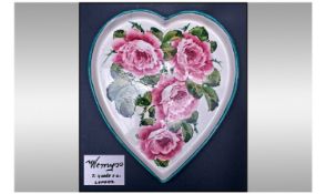 Wemyss T Goode & Co Heart Shaped Tray. "Cabbage Roses" Design. 11" High, 10" Diameter
