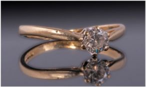 18ct Gold Diamond Solitaire, Set with a Round Modern Brilliant Cut Diamond. Estimated Diamond Weight