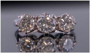Ladies Three Stone Diamond Ring, Set With Three Round Modern Brilliant Cut Diamonds, Claw Set,