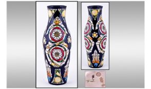Moorcroft Modern Trial Vase. Cathedral windows design. Height 10.25 inches. First quality.