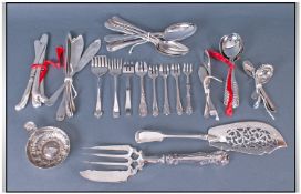 A Large Quantity Of Good Quality Silver Plated Flatware. Comprises; 1, six large rat tail soup