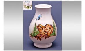 Moorcroft Small Modern Frog & Dragonfly Vase. Date 2009. Excellent condition.