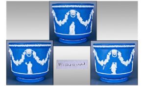 Wedgewood Jasper Ware Blue And White Plant Pot. Decorated with classical subjects. circa 1860/1880'