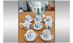 Midwinter 'Tempo' Design Coffee Set comprising coffee pot, 6 cups and saucers, milk jug and sugar